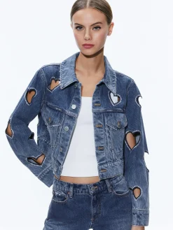 JEFF HEART EMBELLISHED CROPPED DENIM JACKET