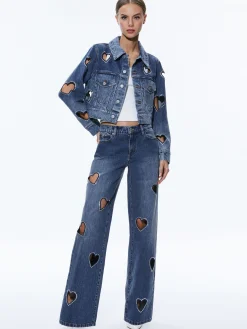 JEFF HEART EMBELLISHED CROPPED DENIM JACKET