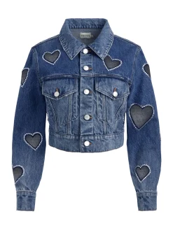 JEFF HEART EMBELLISHED CROPPED DENIM JACKET + KARRIE EMBELLISHED HEART JEAN