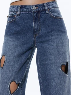JEFF HEART EMBELLISHED CROPPED DENIM JACKET + KARRIE EMBELLISHED HEART JEAN