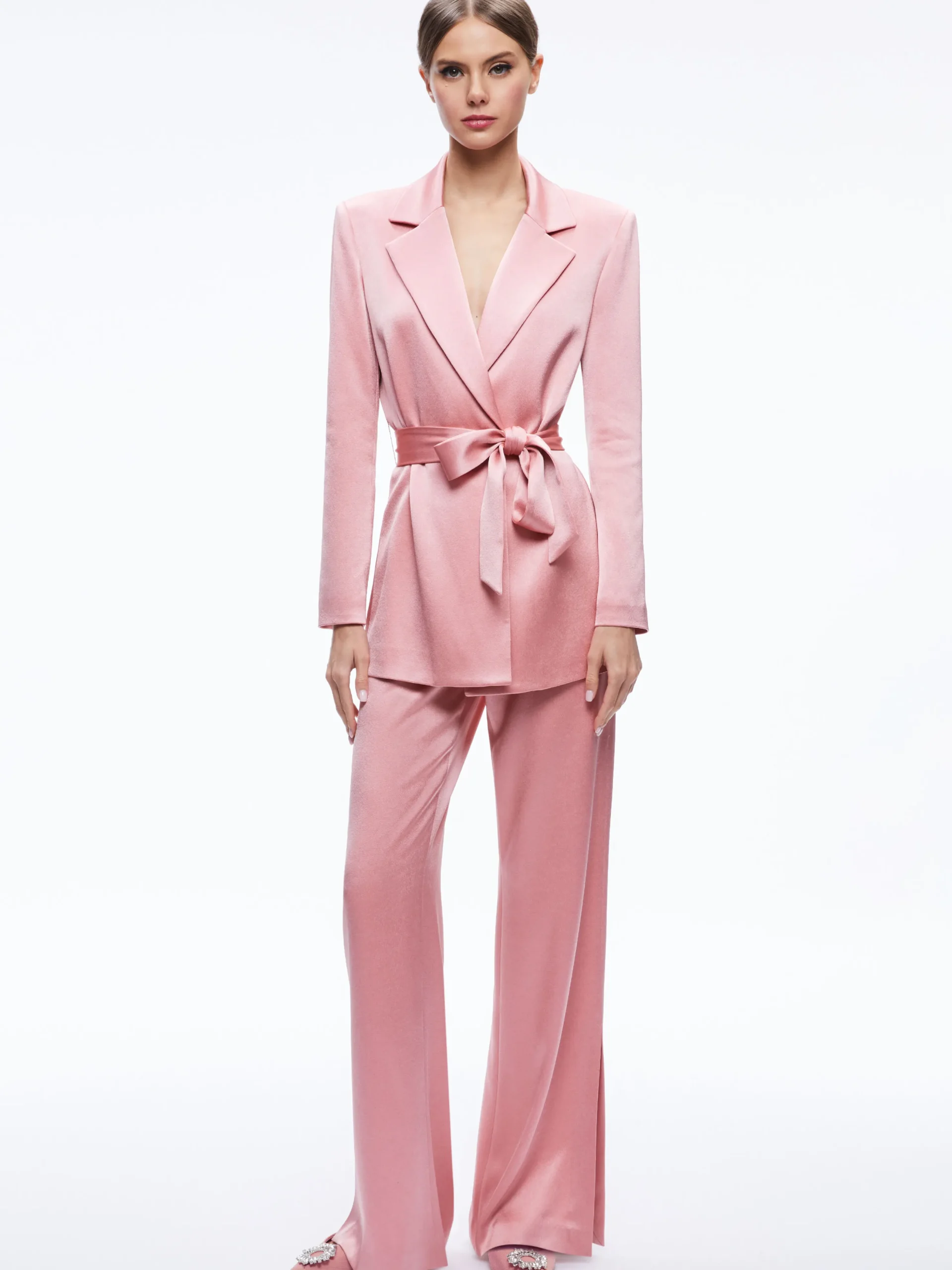 KARLEY WRAP BLAZER + JC WIDE LEG SIDE SLIT PANT