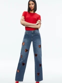 KARRIE EMBROIDERED HEART CUTOUT JEAN