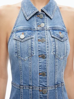 KENDALL DENIM HALTER MINI DRES