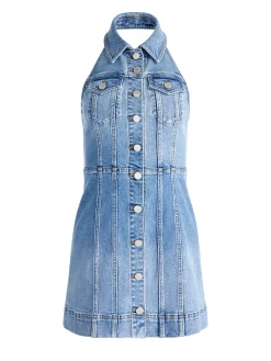KENDALL DENIM HALTER MINI DRES