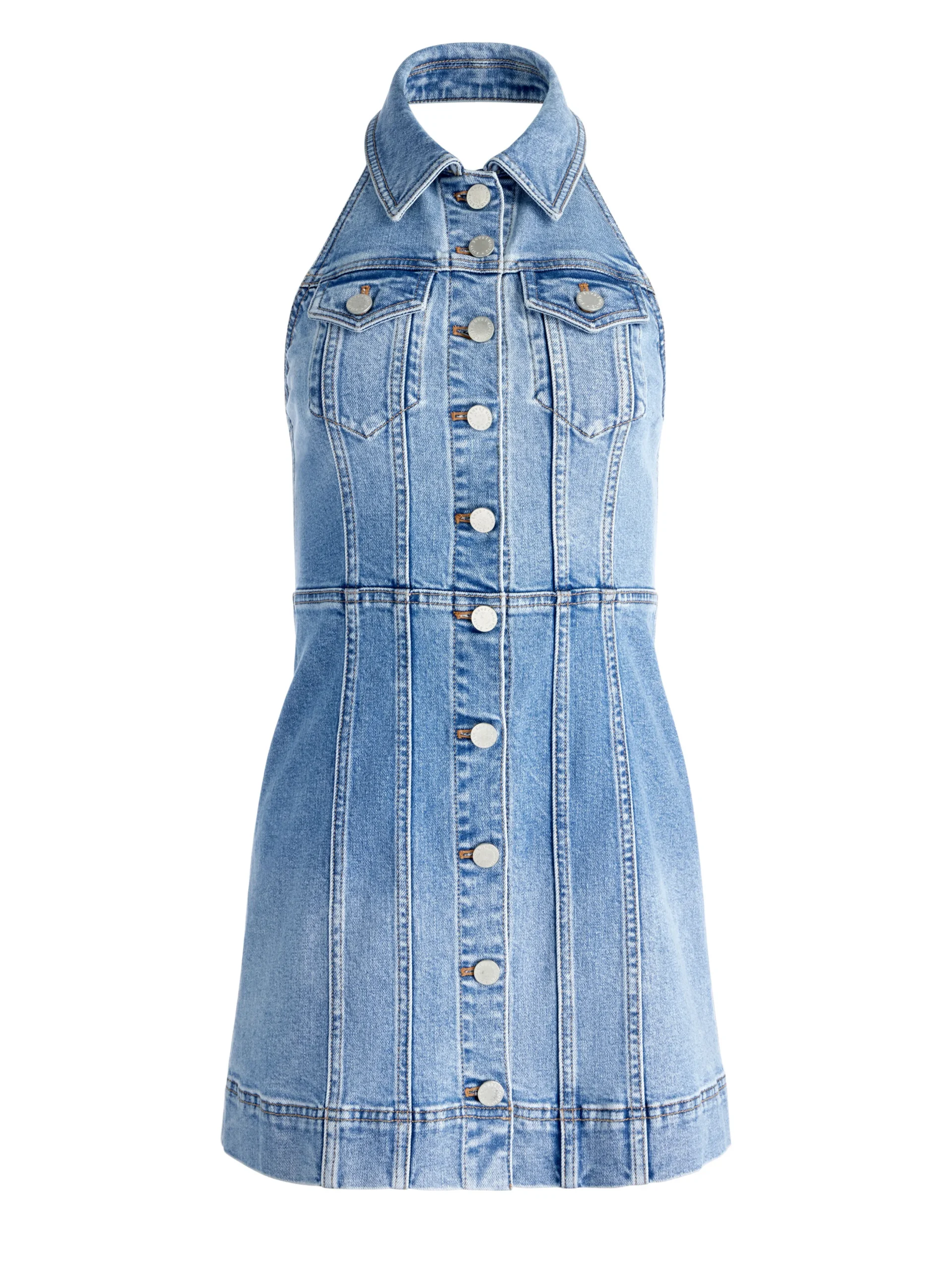 KENDALL DENIM HALTER MINI DRES