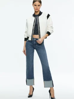 KERI COMBINATION VEGAN LEATHER VARSITY JACKET