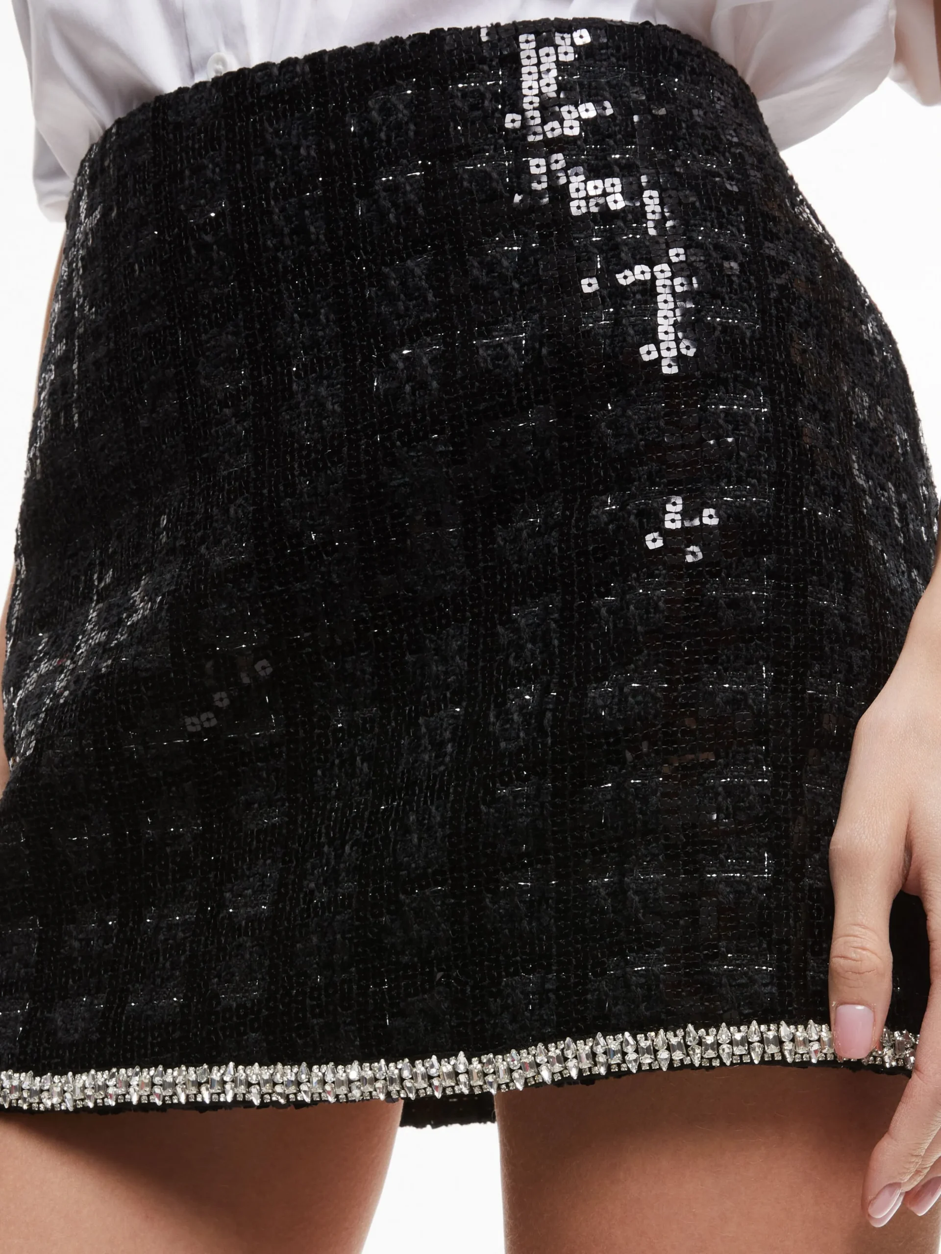 KIDMAN SEQUIN TWEED JACKET + RUBI SEQUIN TWEED MINI SKIRT