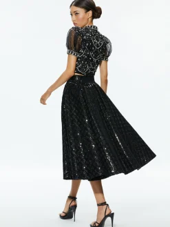 KRISTINA EMBELLISHED PUFF SLEEVE CROP TOP