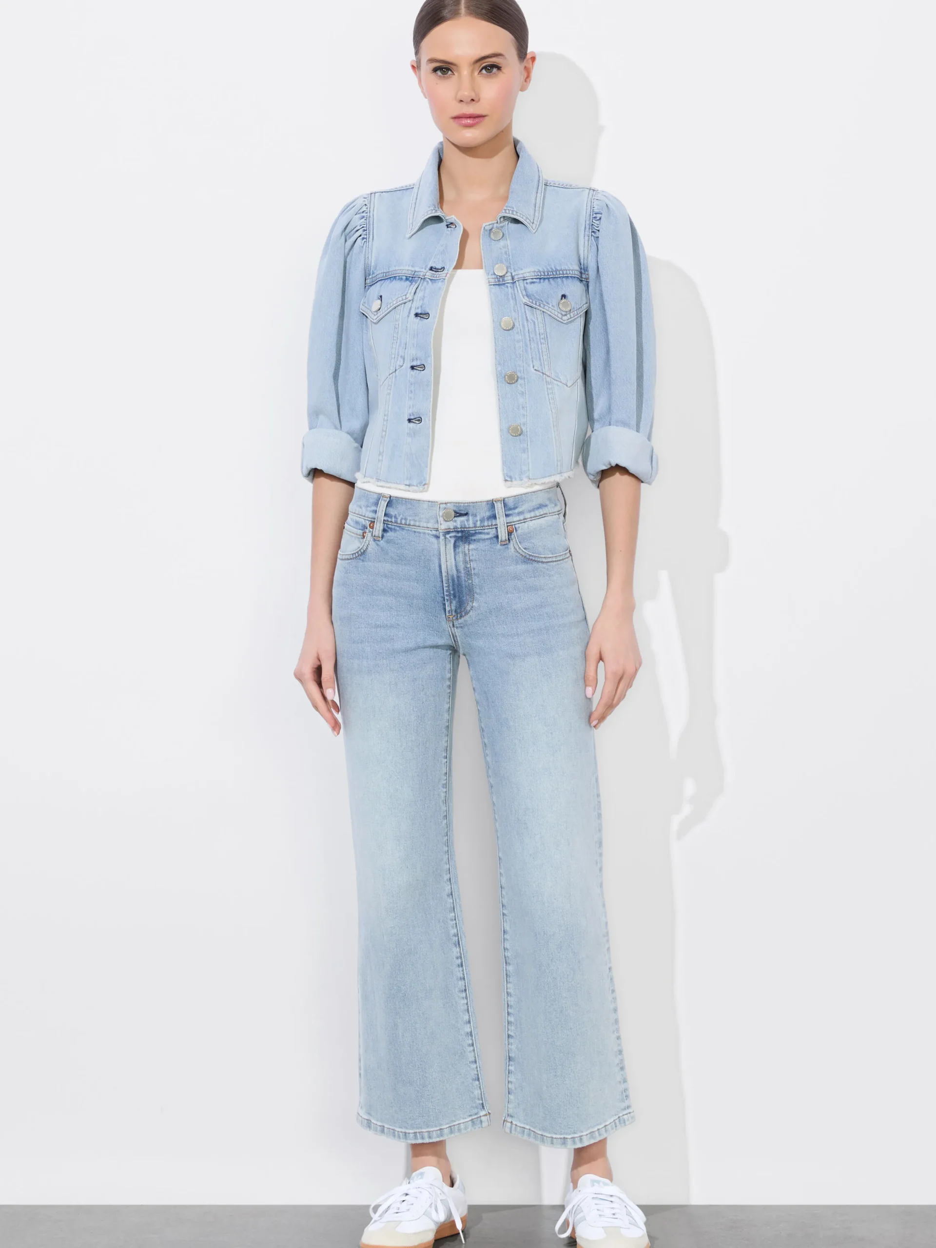 LANA PUFF SLEEVE DENIM JACKET WITH RAW HEM