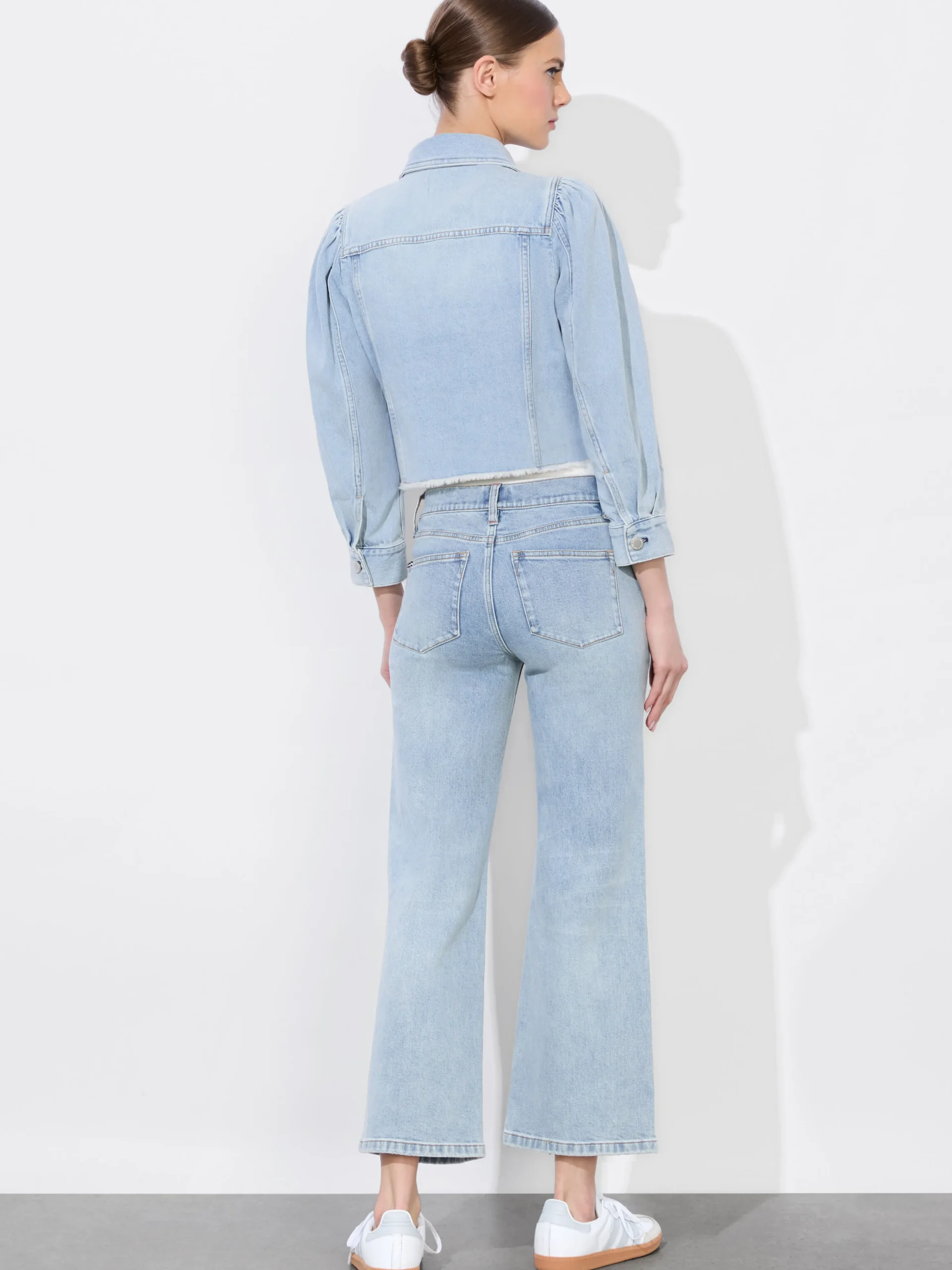 LANA PUFF SLEEVE DENIM JACKET WITH RAW HEM