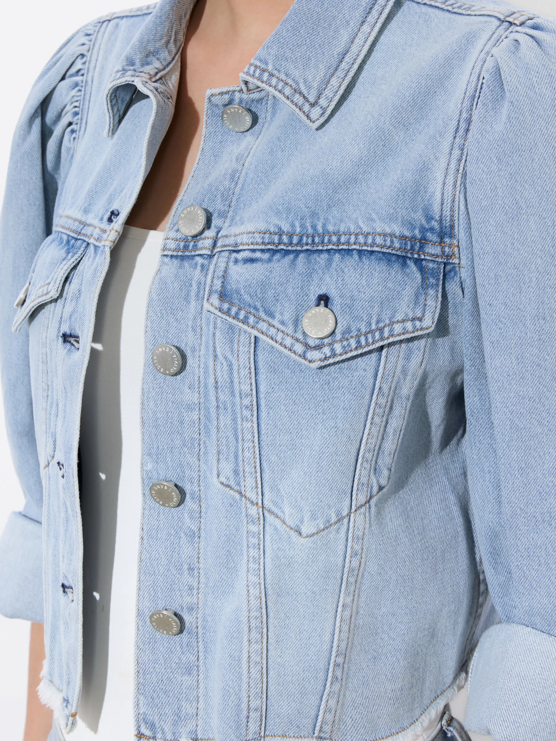 LANA PUFF SLEEVE DENIM JACKET WITH RAW HEM