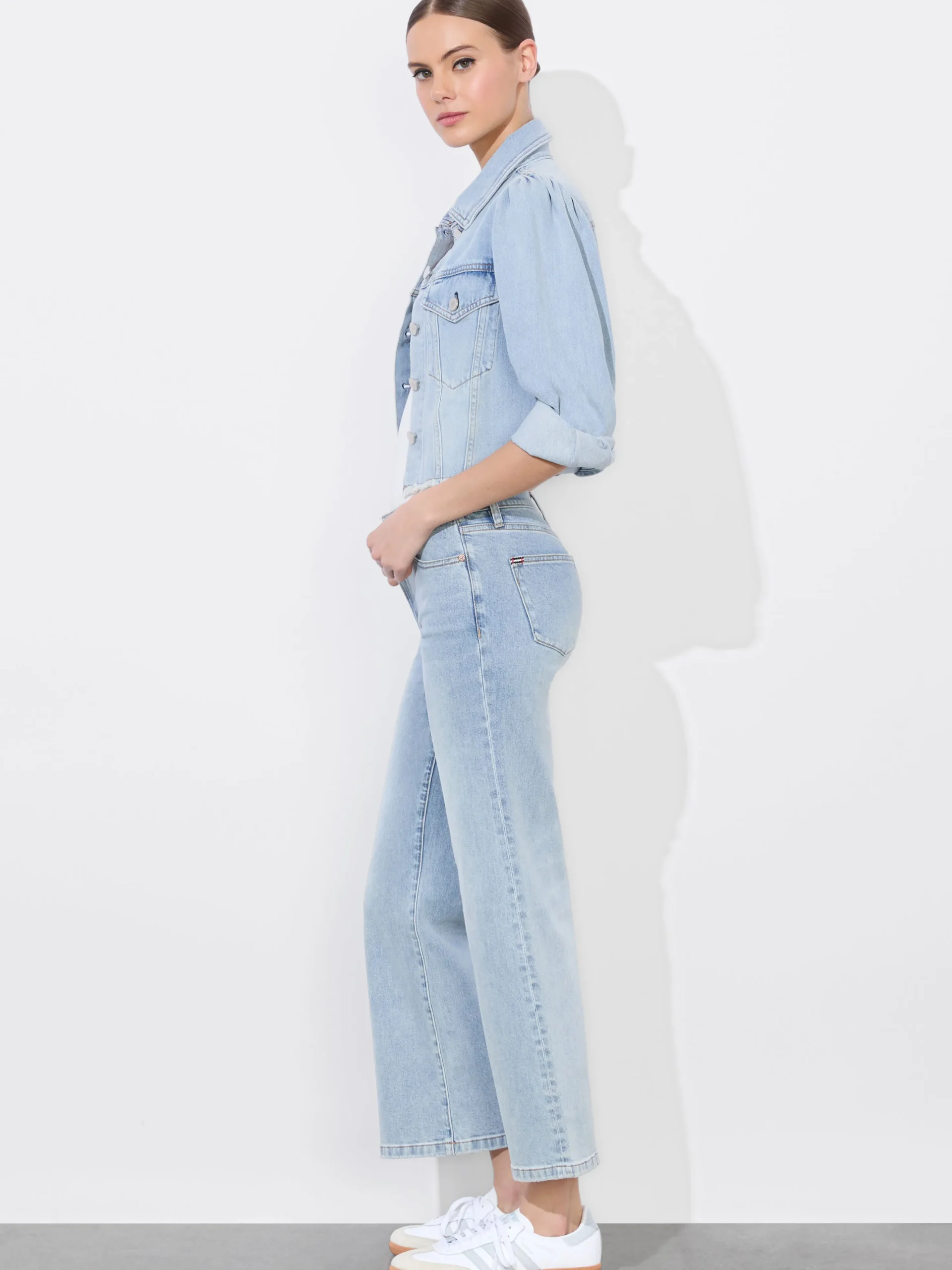 LANA PUFF SLEEVE DENIM JACKET WITH RAW HEM