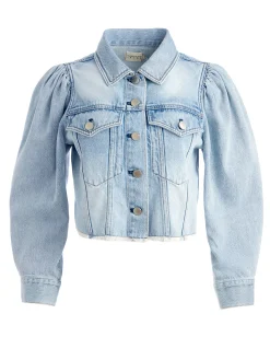 LANA PUFF SLEEVE DENIM JACKET WITH RAW HEM