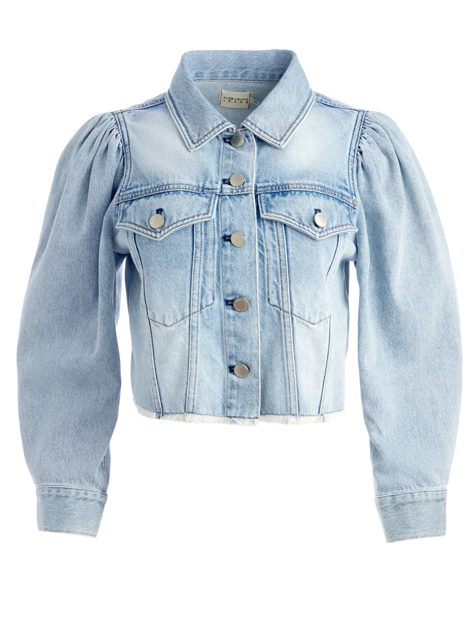 LANA PUFF SLEEVE DENIM JACKET WITH RAW HEM