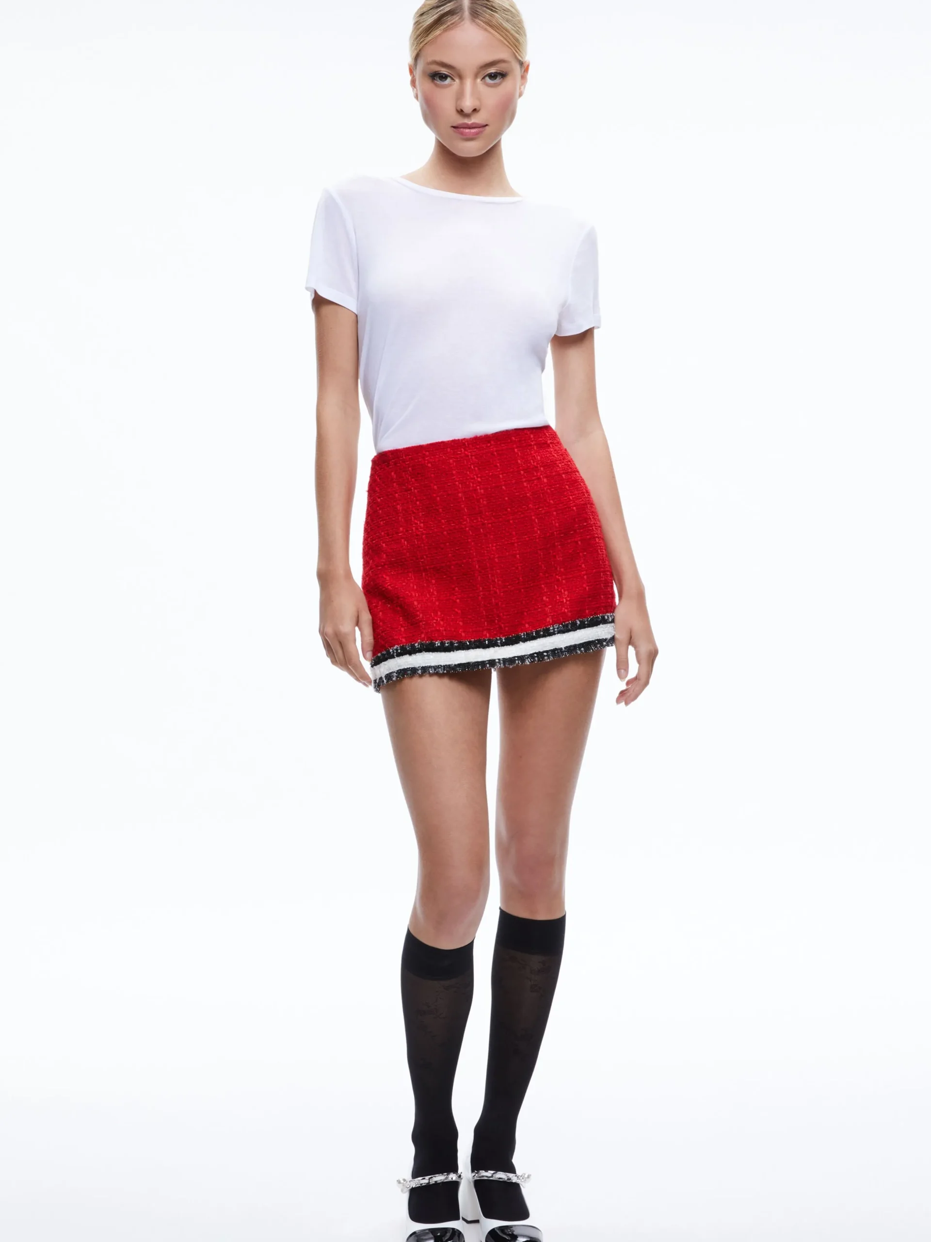 LANDON TWEED CROPPED JACKET + RUBI TWEED MINI SKIRT