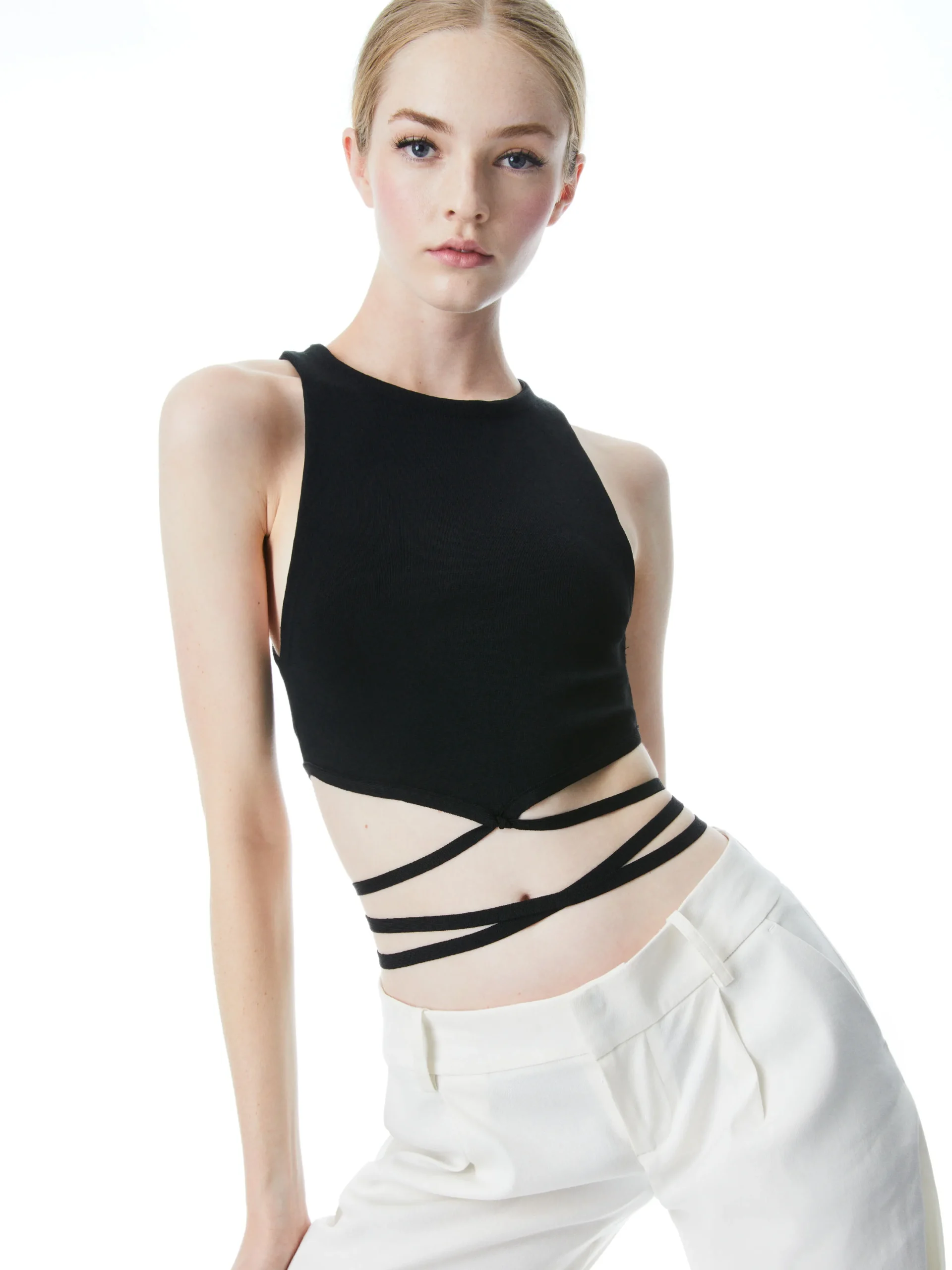 LATIA STRAPPY TIE WAIST KNIT TANK