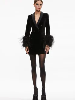 LATOYA FEATHER CUFF BLAZER MINI DRESS