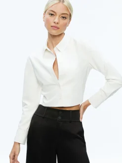 LEON CROPPED VEGAN LEATHER BUTTON DOWN