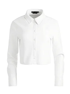 LEON CROPPED VEGAN LEATHER BUTTON DOWN