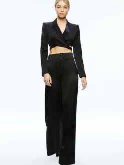 LEONE CROPPED WRAP BLAZER + MAME HIGH RISE WIDE LEG PANT