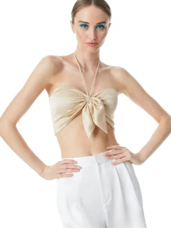 LIVIA TIE FRONT HALTER TOP