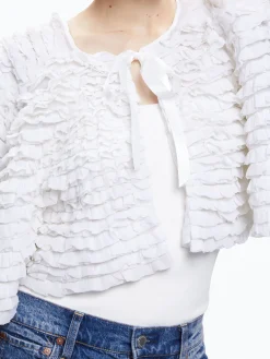 LOREE RUFFLE TIE FRONT CROPPED JACKET