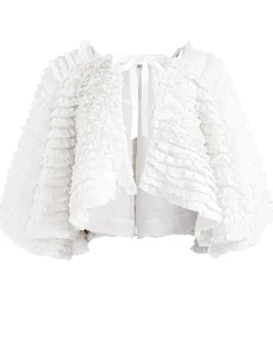 LOREE RUFFLE TIE FRONT CROPPED JACKET