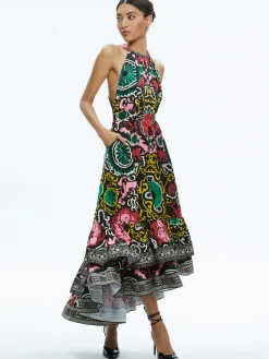 LOYCE TWIST BACK RUFFLE MAXI DRESS