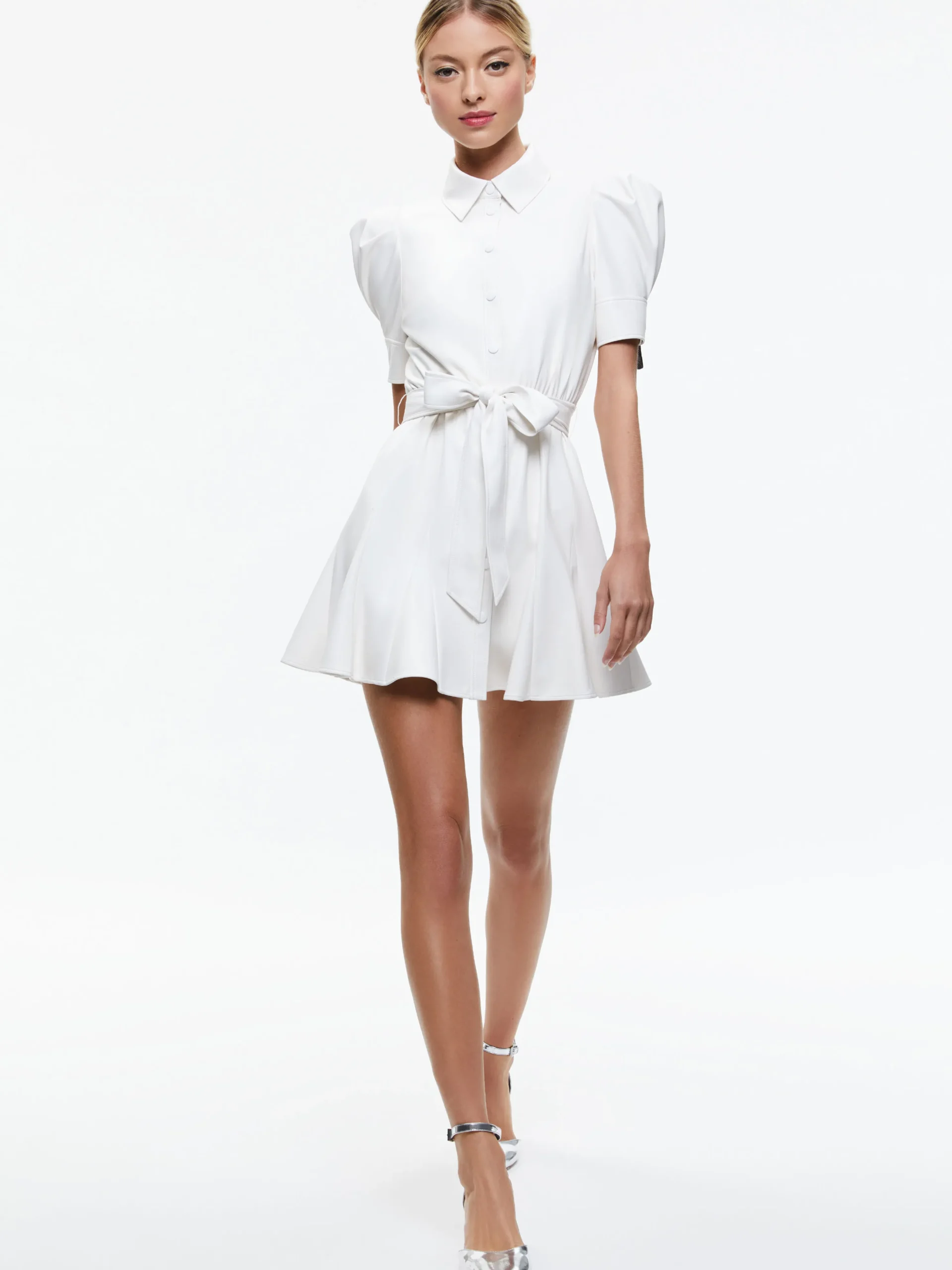 LURLENE SHORT SLEEVE VEGAN LEATHER MINI DRESS