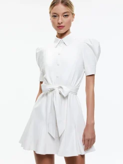 LURLENE SHORT SLEEVE VEGAN LEATHER MINI DRESS