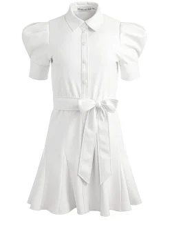 LURLENE SHORT SLEEVE VEGAN LEATHER MINI DRESS