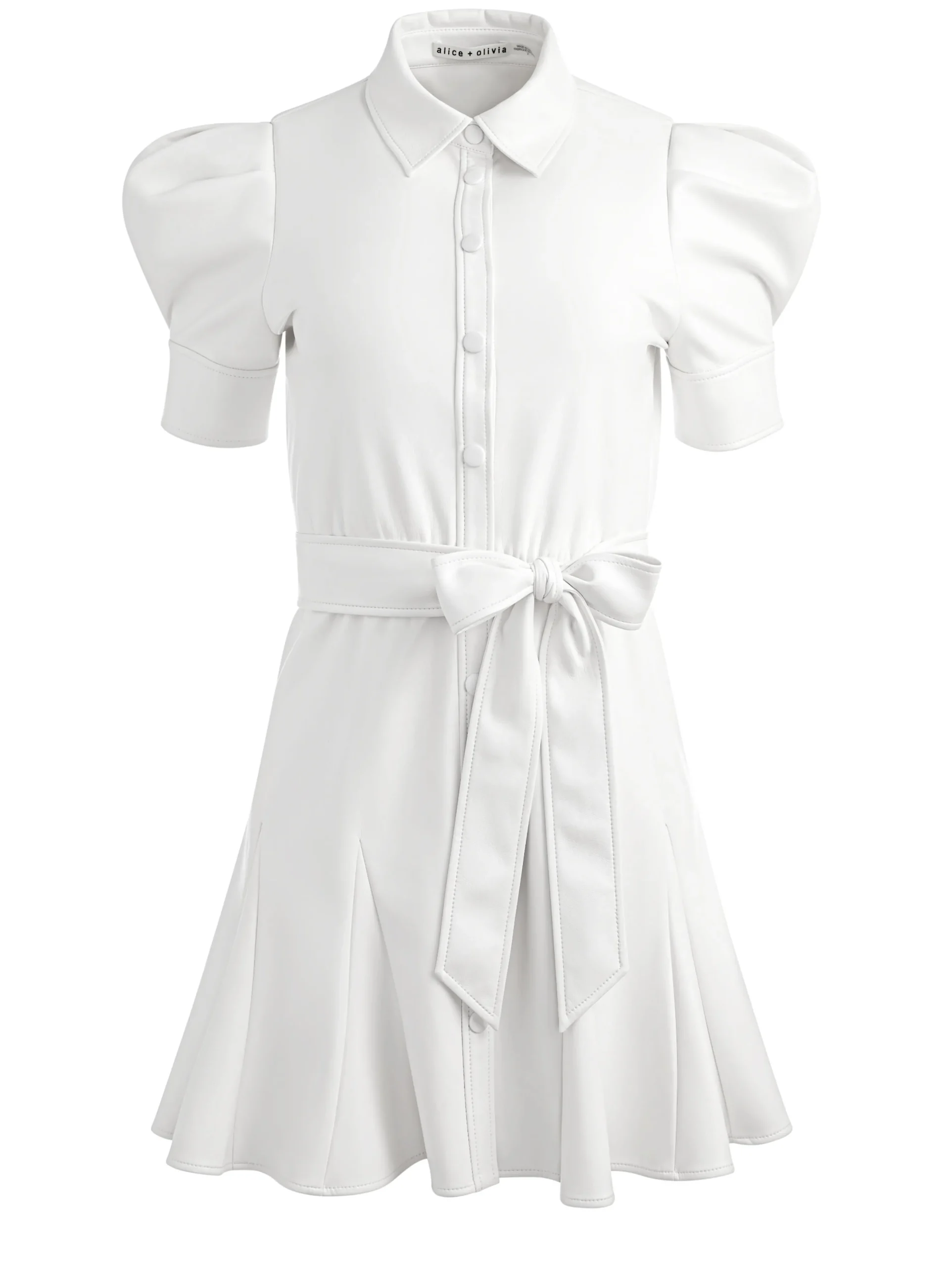 LURLENE SHORT SLEEVE VEGAN LEATHER MINI DRESS