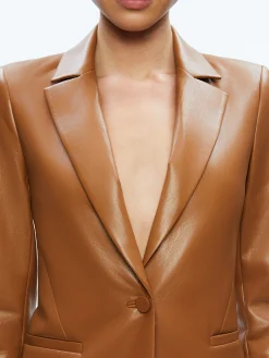 MACEY FITTED VEGAN LEATHER BLAZER