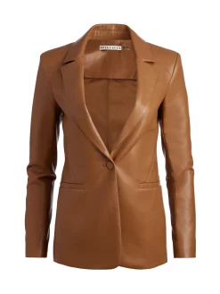 MACEY FITTED VEGAN LEATHER BLAZER