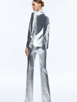 MACEY METALLIC VEGAN LEATHER BLAZER