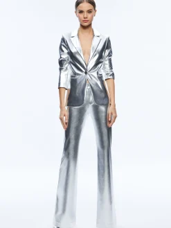 MACEY METALLIC VEGAN LEATHER BLAZER