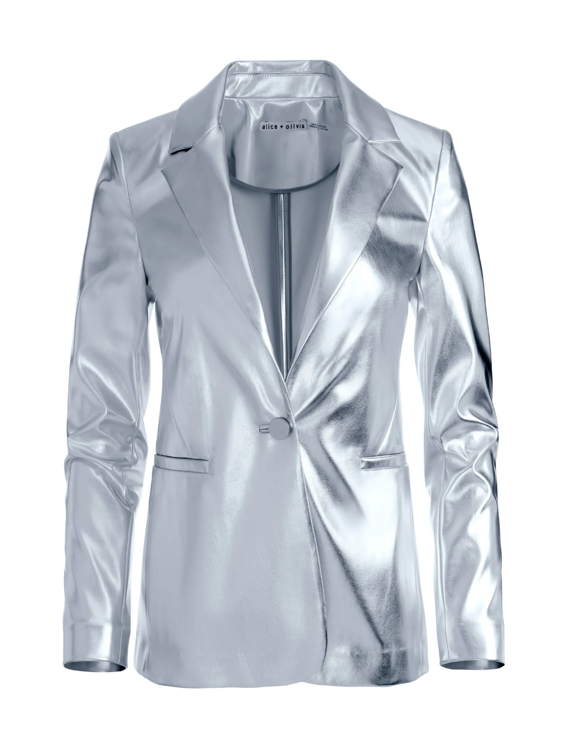 MACEY METALLIC VEGAN LEATHER BLAZER