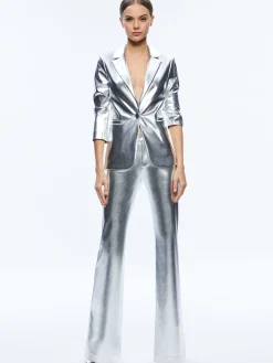 MACEY METALLIC VEGAN LEATHER BLAZER + LIVI METALLIC VEGAN LEATHER PANT