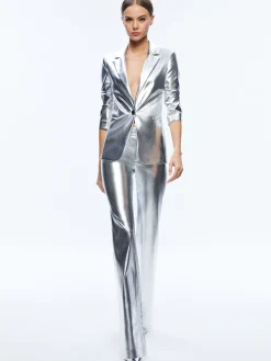 MACEY METALLIC VEGAN LEATHER BLAZER + LIVI METALLIC VEGAN LEATHER PANT