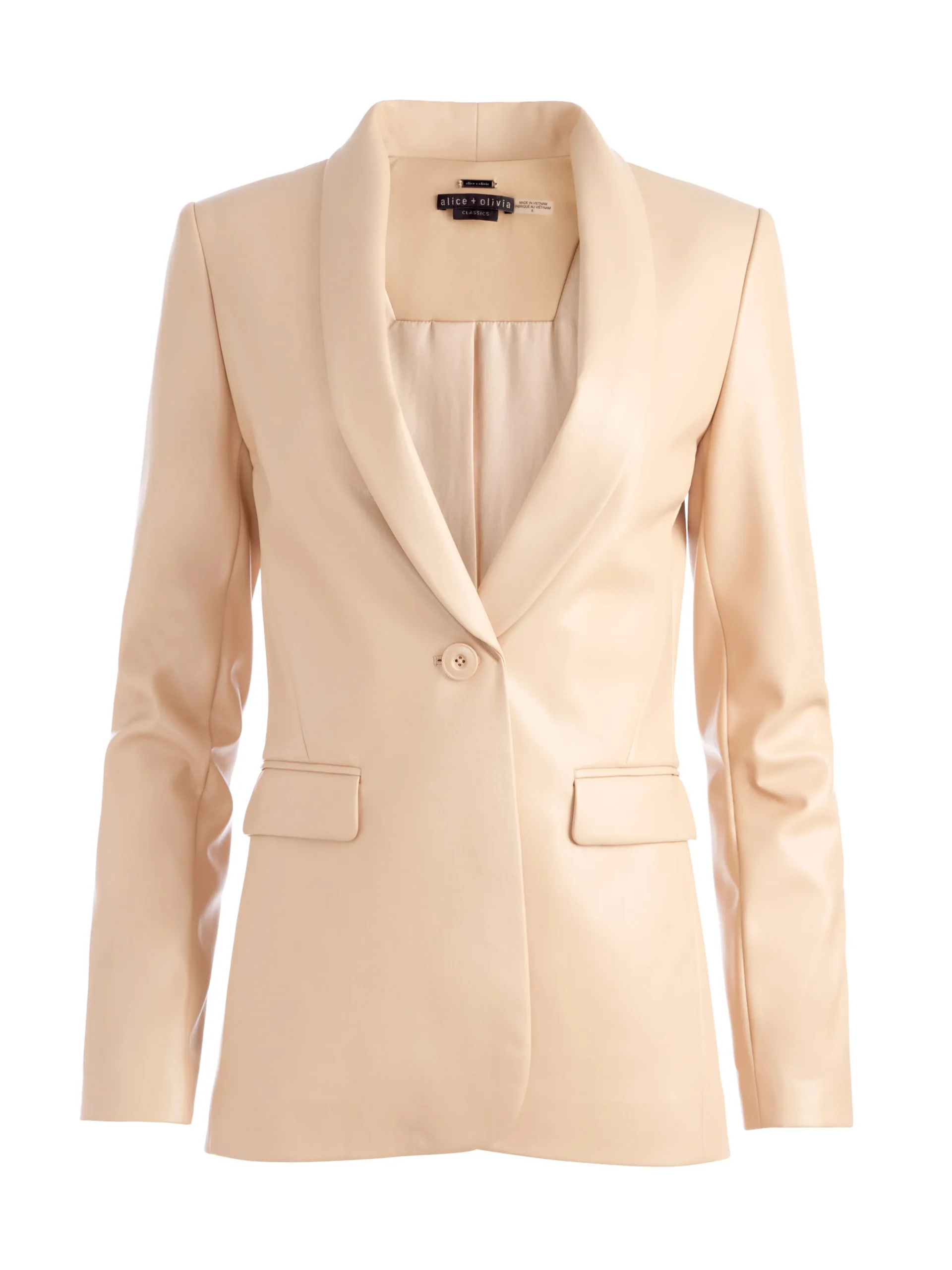 MACEY VEGAN LEATHER SHAWL COLLAR BLAZER