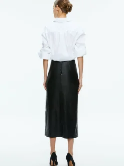 MAEVE VEGAN LEATHER MIDI SKIRT