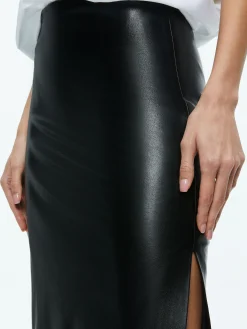 MAEVE VEGAN LEATHER MIDI SKIRT
