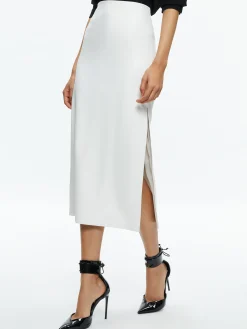 MAEVE VEGAN LEATHER MIDI SKIRT