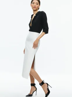 MAEVE VEGAN LEATHER MIDI SKIRT