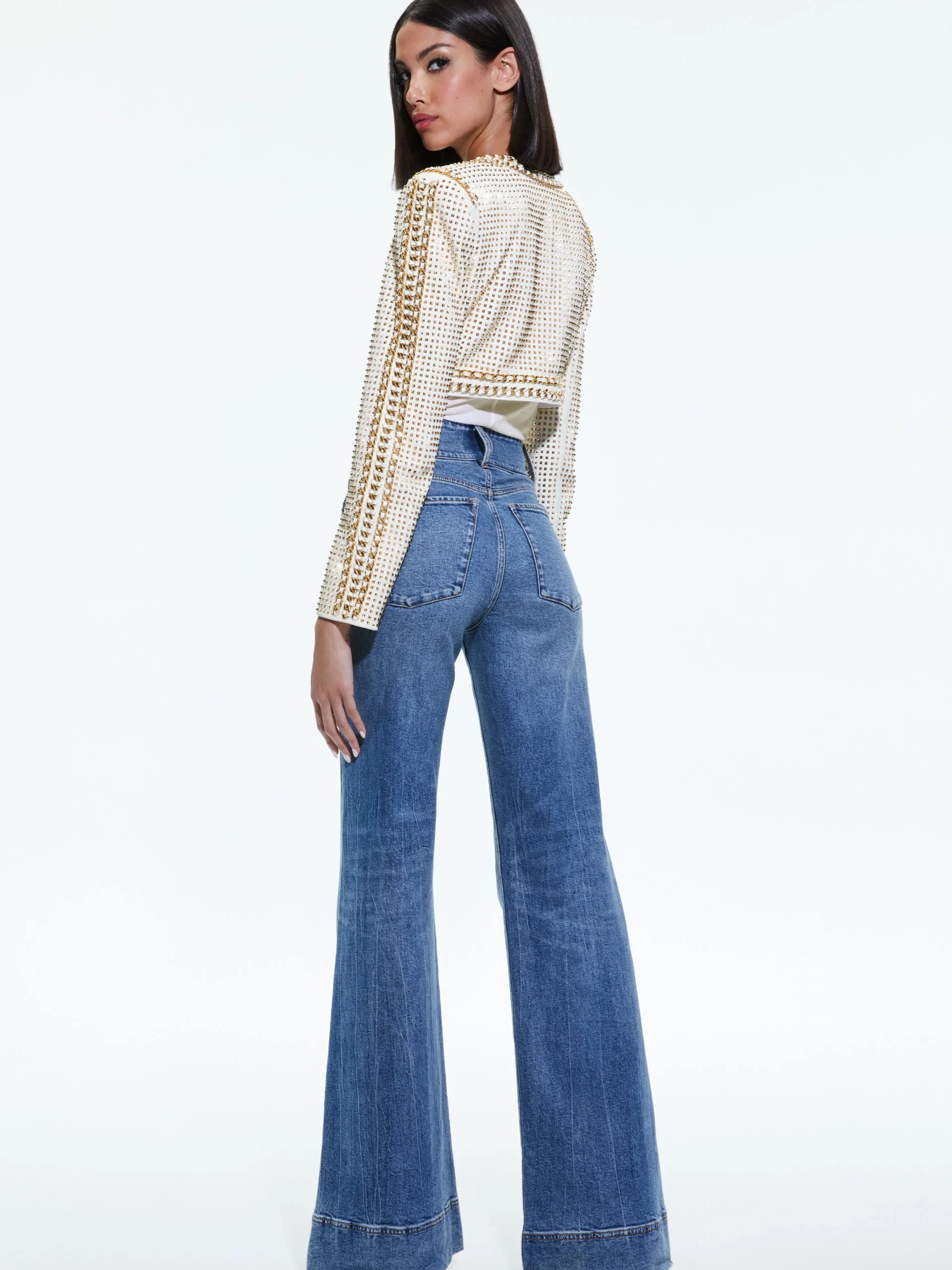 MAIRA CROPPED JACKET WITH CHAIN TRIM
