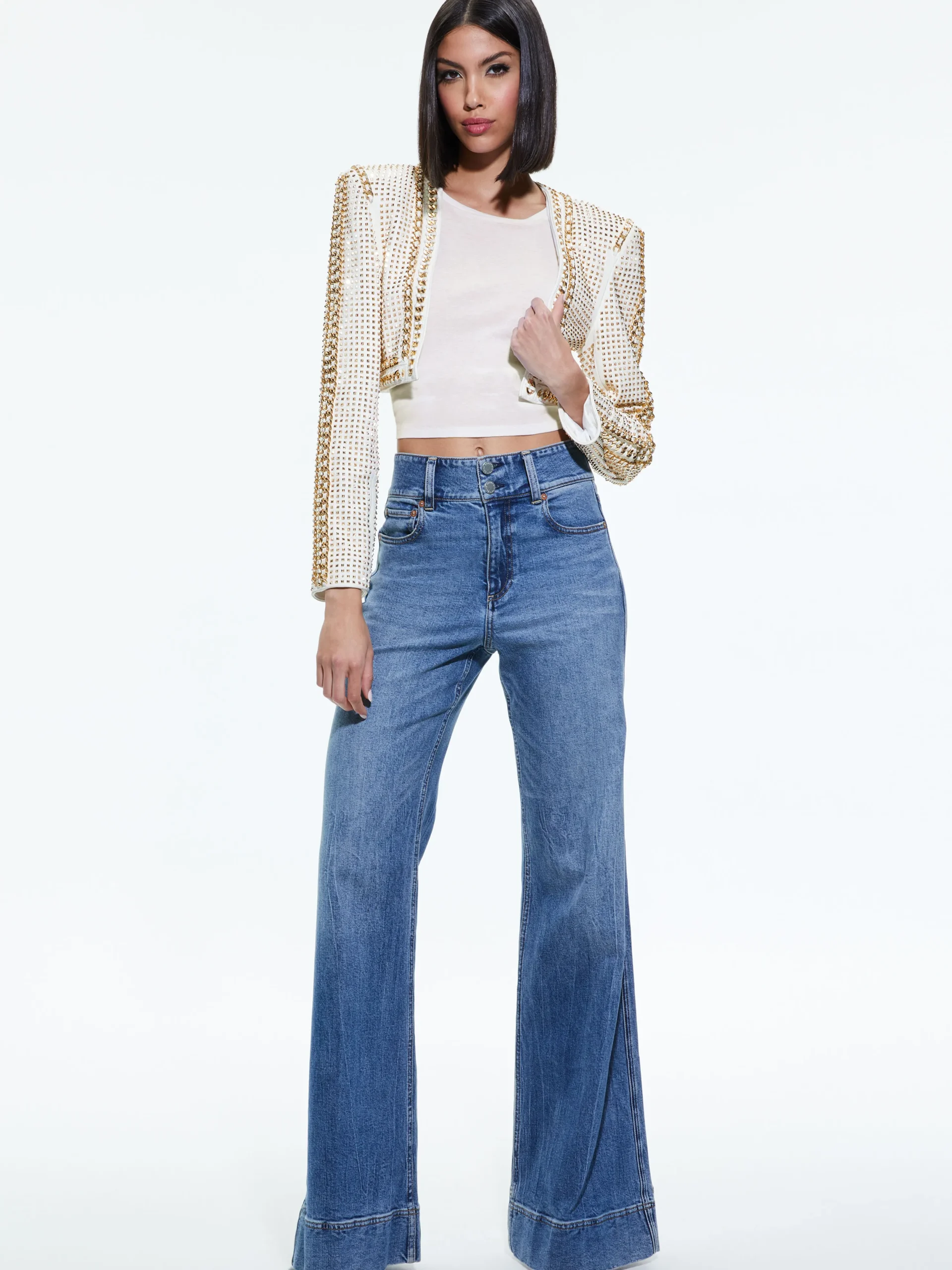 MAIRA CROPPED JACKET WITH CHAIN TRIM