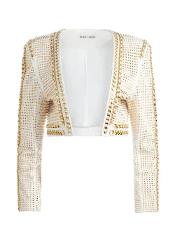MAIRA CROPPED JACKET WITH CHAIN TRIM