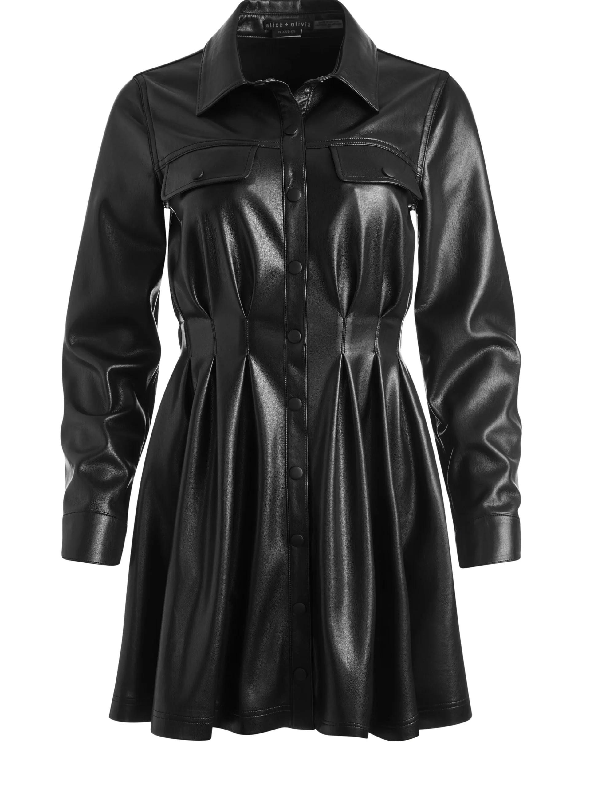 MALINA VEGAN LEATHER SHIRT DRESS
