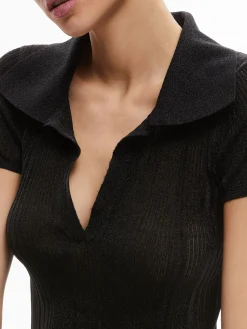 MARTHA METALLIC POLO CROP TOP