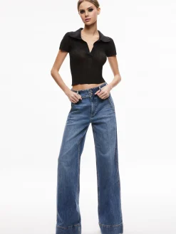 MARTHA METALLIC POLO CROP TOP
